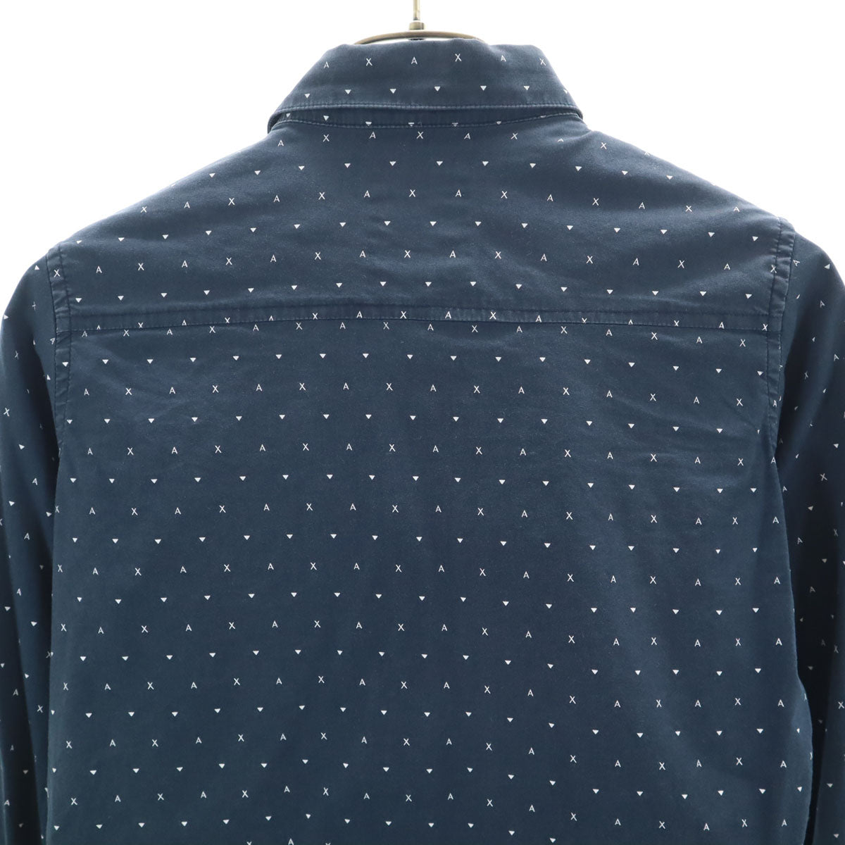 ARMANI EXCHANGE アルマーニエクスチェンジ 総ロゴ 長袖 シャツ 10A ネイビー 比翼 キッズ