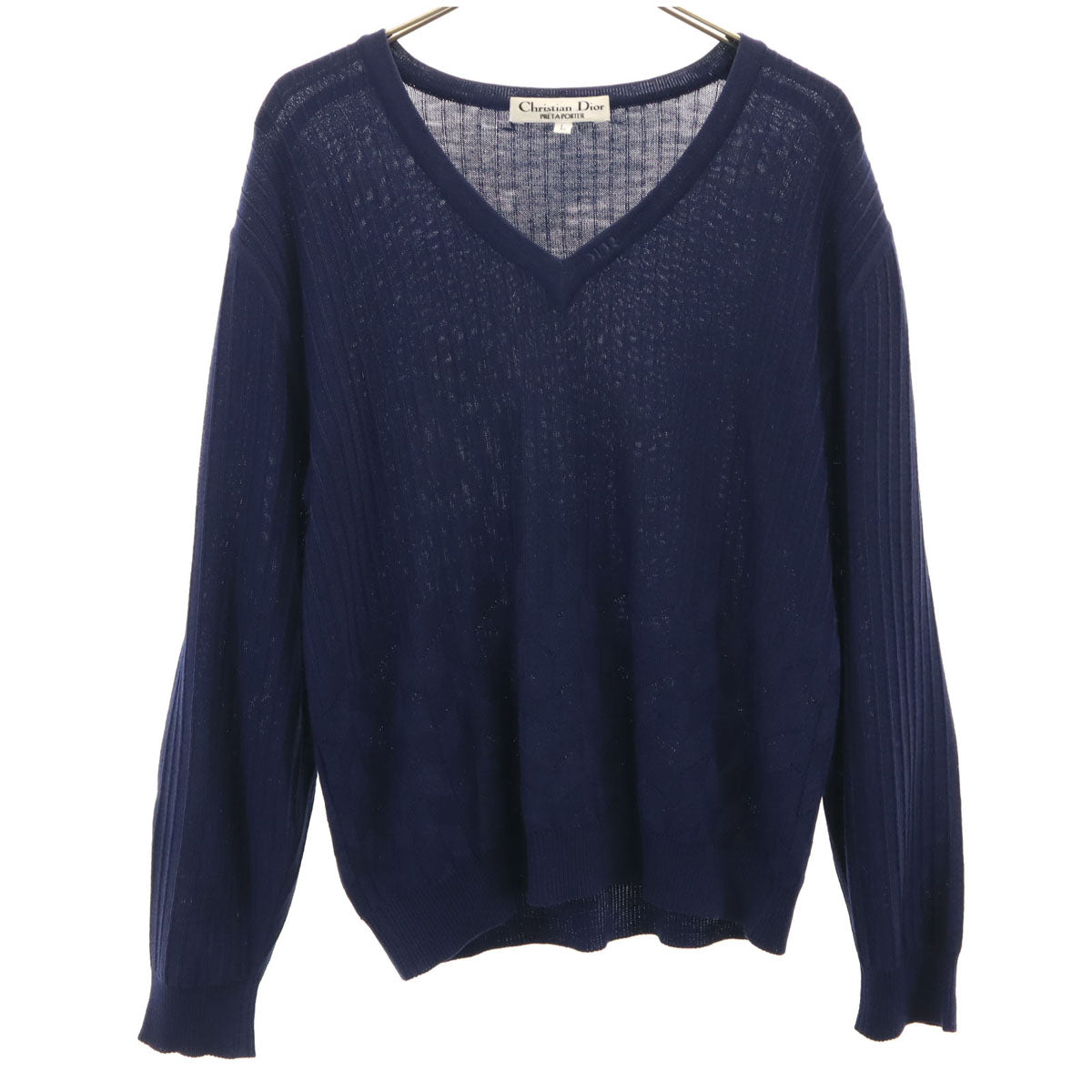 Christian Dior PRET-A-PORTER クリスチャンディオール プレタポルテ 90s オールド 長袖 ニット L ネイビー レディース