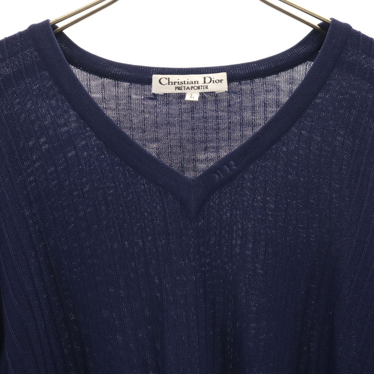 Christian Dior PRET-A-PORTER クリスチャンディオール プレタポルテ 90s オールド 長袖 ニット L ネイビー レディース