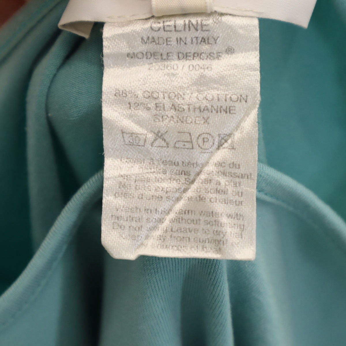 CELINE セリーヌ イタリア製 7分袖 カットソー M エメラルドグリーン レディース