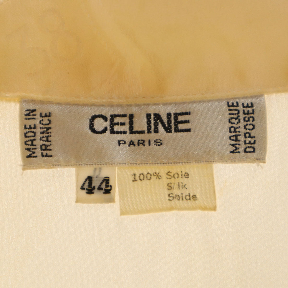 CELINE セリーヌ 80s 90s フランス製 オールド 総柄 長袖 シルク シャツ 44 生成り レディース