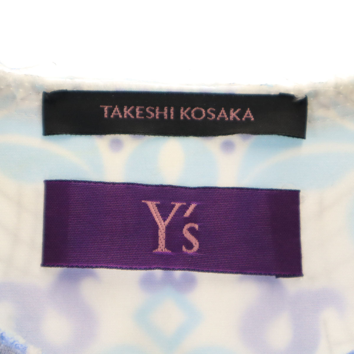 Y's ワイズ 日本製 花柄 リバースプリント 長袖 シャツワンピース 1 ホワイト TAKESHI KOSAKA レディース