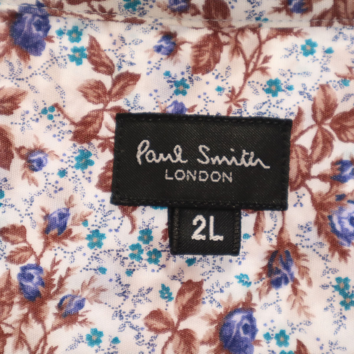 Paul Smith ポールスミス 日本製 花柄 長袖 シャツ 2L ブルー系 メンズ