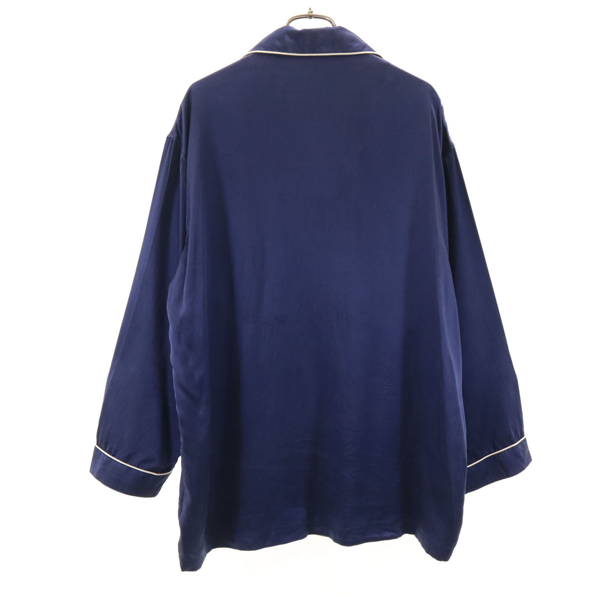 mila schon ミラショーン 長袖 ルームウェア M ネイビー サテン シャツ メンズ