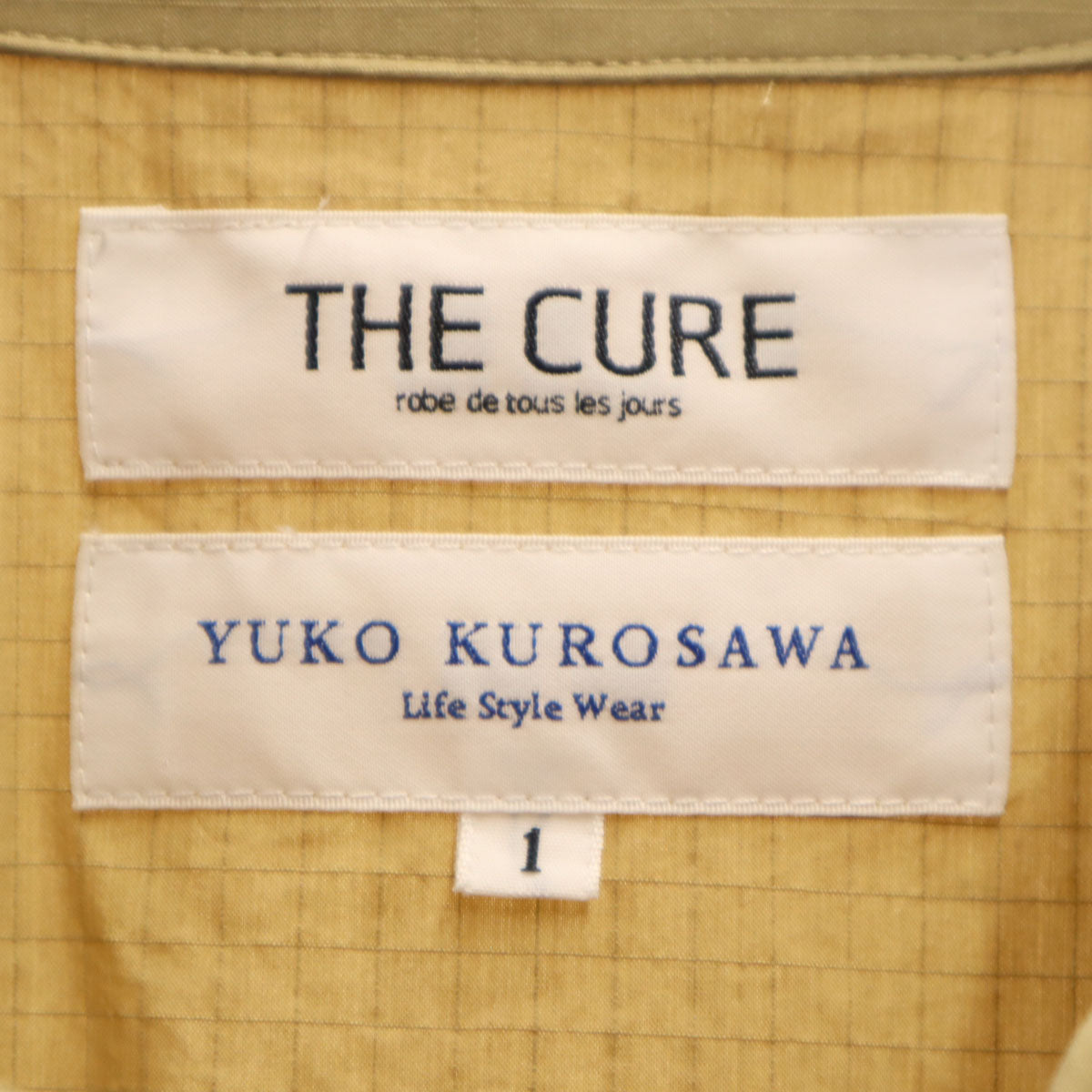 THE CURE ザキュアー YUKO KUROSAWA クロサワユウコ コラボ 7分袖 ステンカラーコート 1 ベージュ レディース