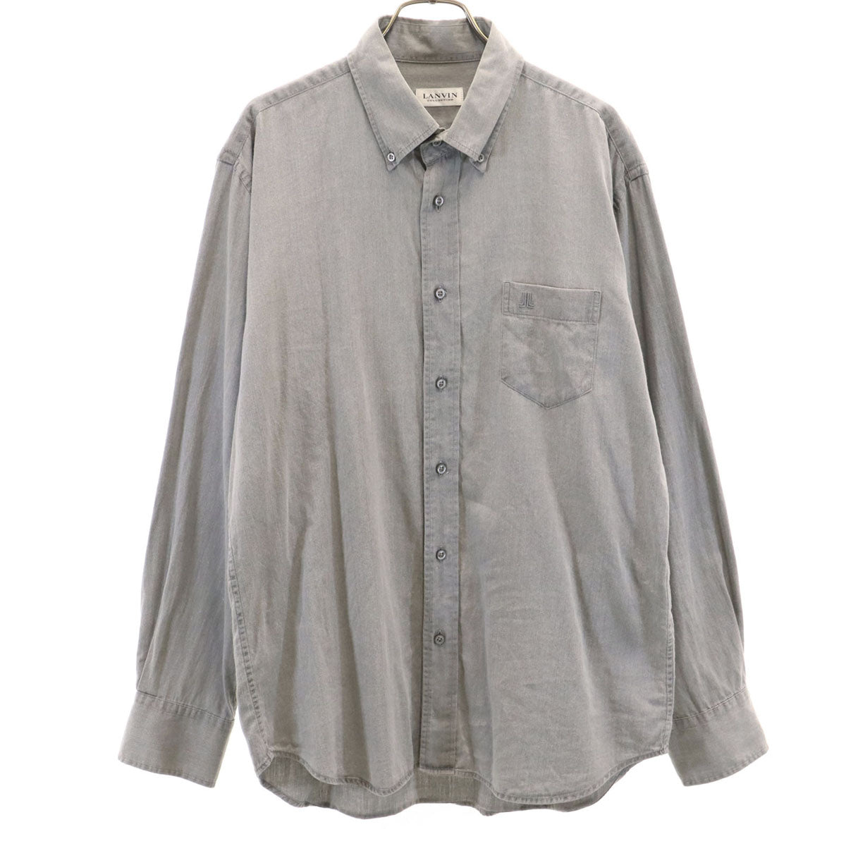 LANVIN LA COLLECTION ランバンコレクション 日本製 長袖 ボタンダウンシャツ L グレー メンズ