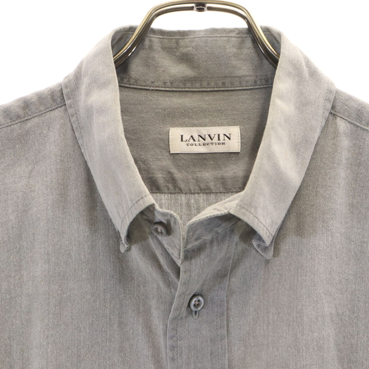 LANVIN LA COLLECTION ランバンコレクション 日本製 長袖 ボタンダウンシャツ L グレー メンズ