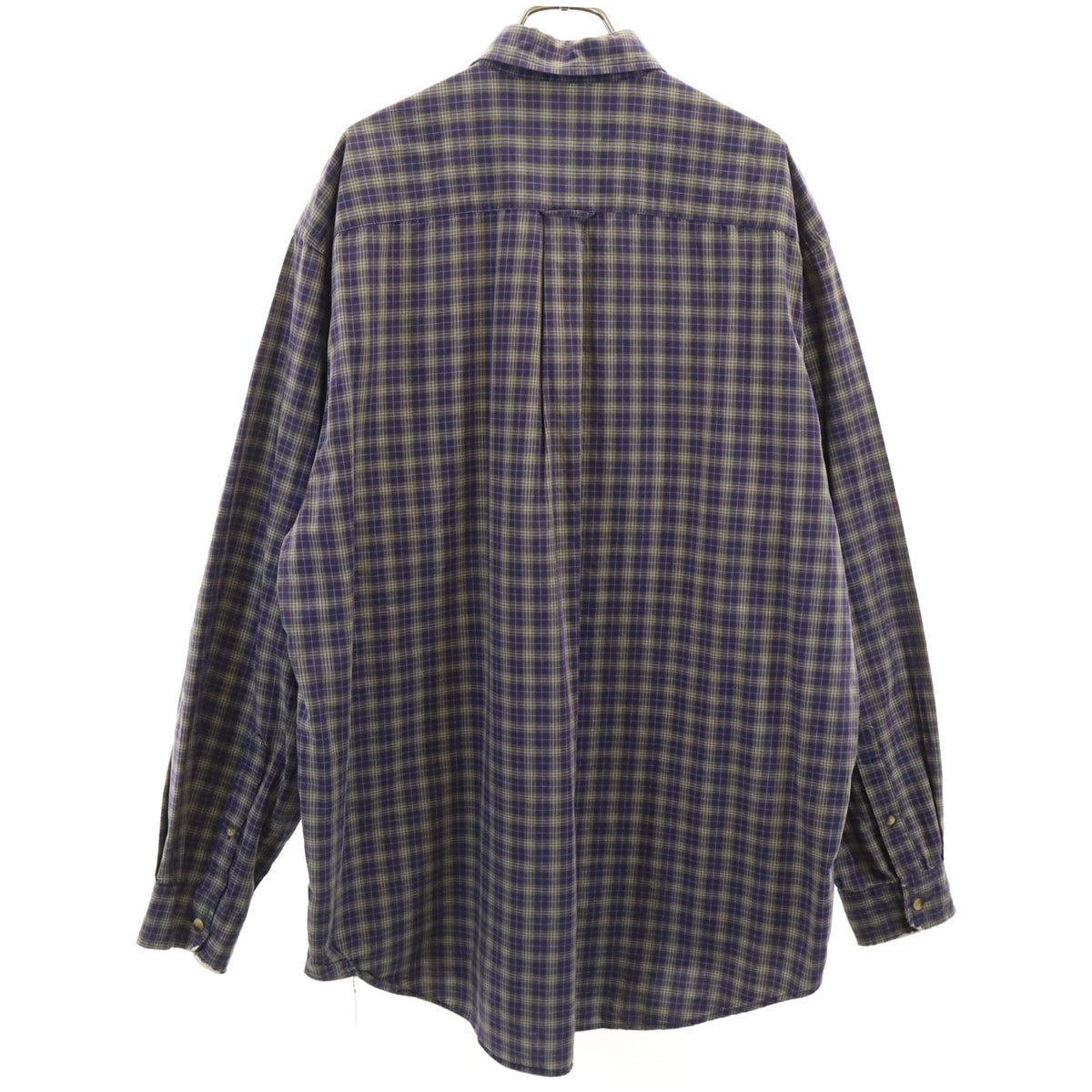 NAUTICA ノーティカ 90s USA製 オールド チェック柄 長袖 ボタンダウンシャツ L ネイビー メンズ