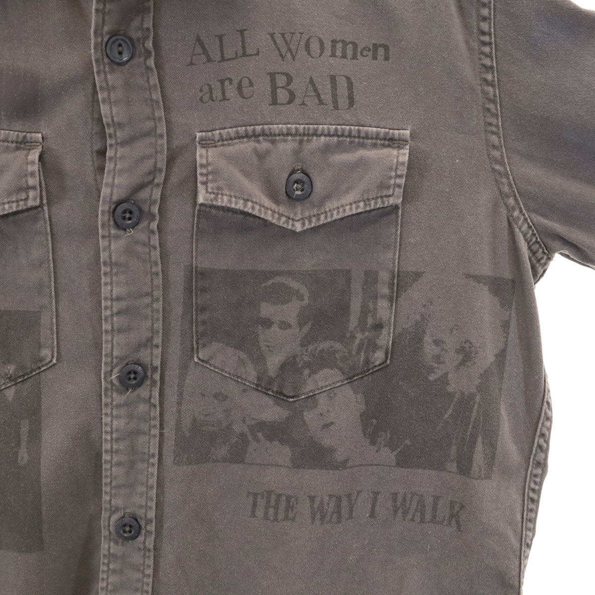 HYSTERIC GLAMOUR ヒステリックグラマー THE CRAMPS ザ クランプス コラボ 日本製 長袖 シャツ M チャコールグレー メンズ