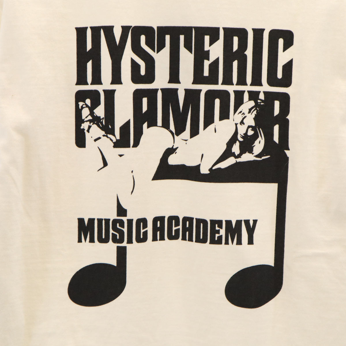 未使用 HYSTERIC GLAMOUR ヒステリックグラマー 日本製 バックプリント 長袖 モックネック Tシャツ S ホワイト ロンT メンズ