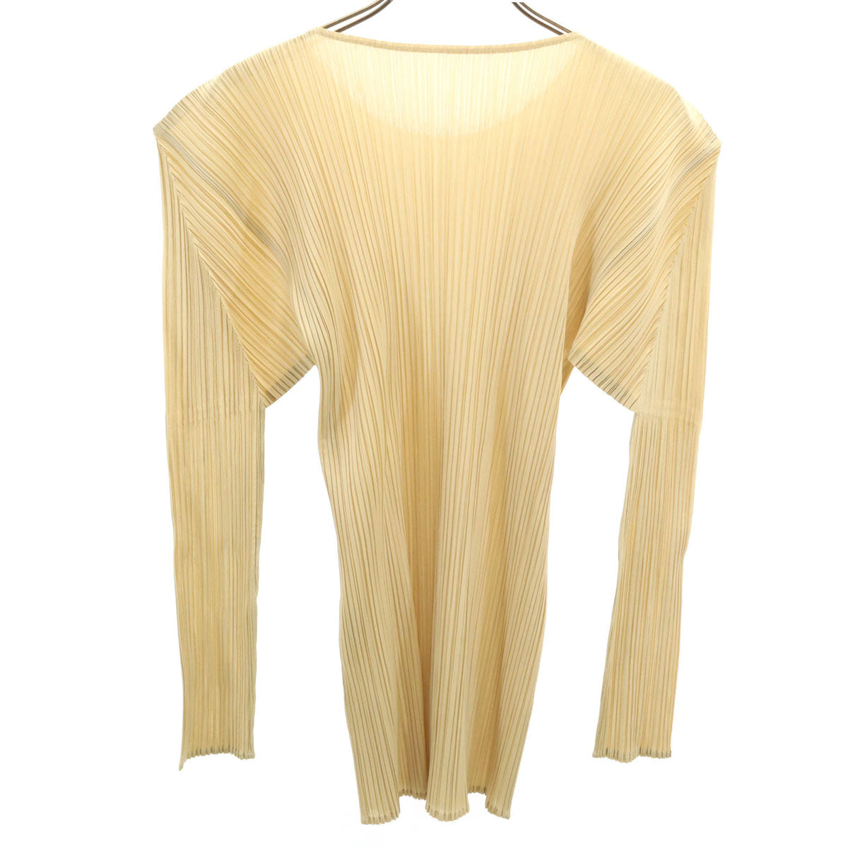 美品 PLEATS PLEASE プリーツプリーズ 90s 日本製 オールド 長袖 プリーツ カットソー 3 ベージュ トップス イッセイミヤケ レディース
