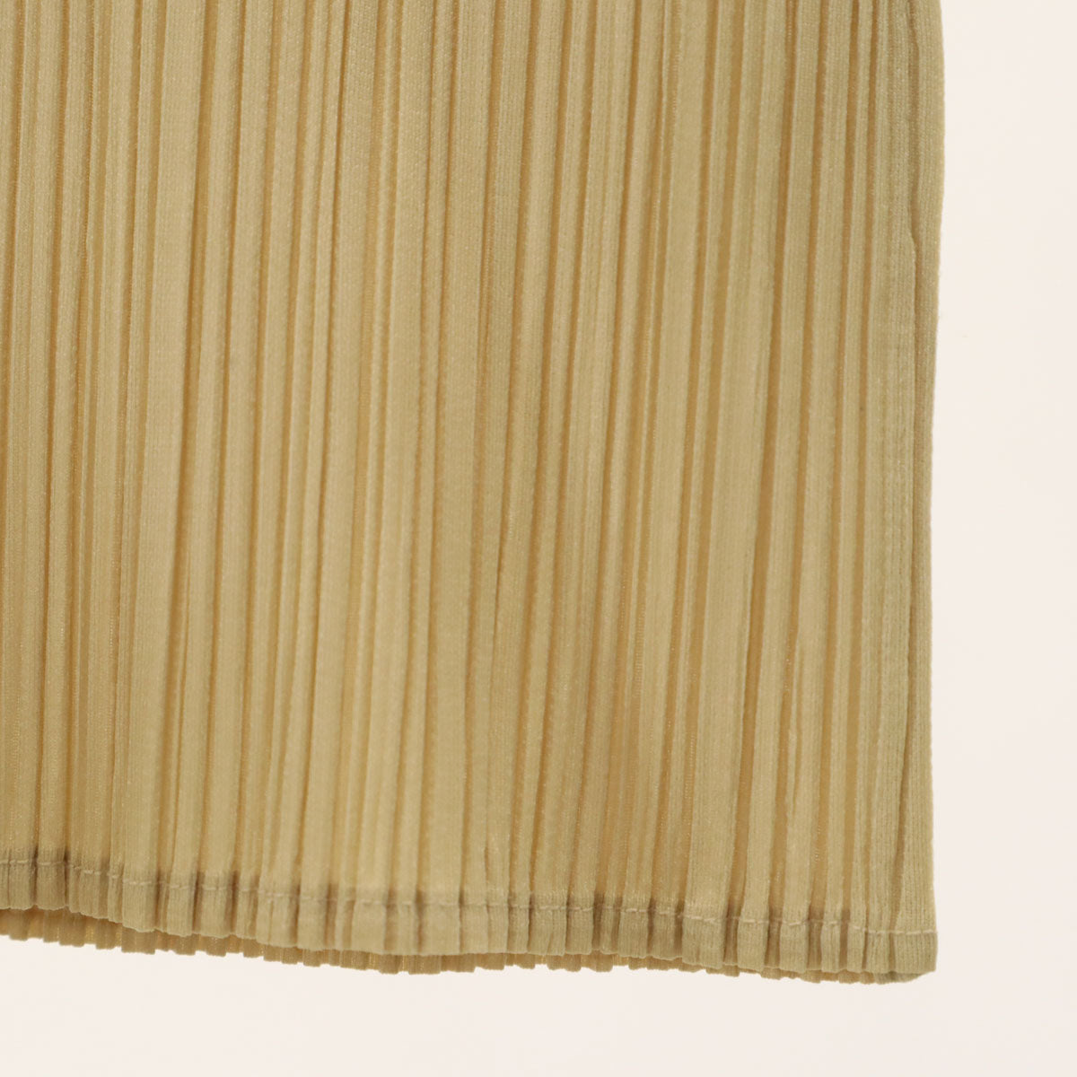 美品 PLEATS PLEASE プリーツプリーズ 90s 日本製 オールド 長袖 プリーツ カットソー 3 ベージュ トップス イッセイミヤケ レディース
