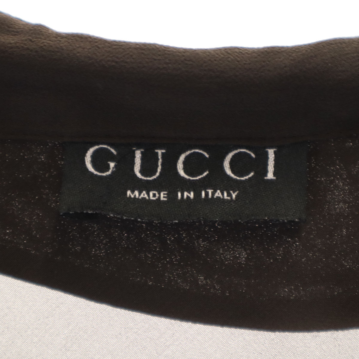 GUCCI グッチ イタリア製 長袖 シアー オープンカラーシャツ 42 ダークブラウン レディース