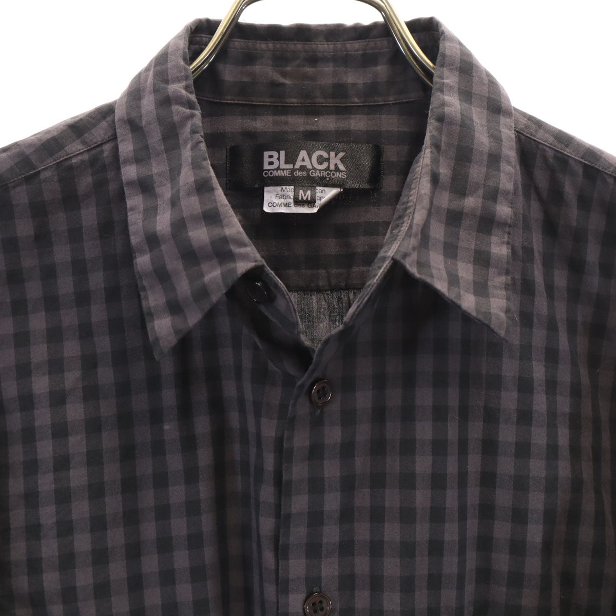 BLACK COMME des GARCONS ブラックコムデギャルソン 2012年 日本製 チェック柄 長袖 コットンシャツ M チャコールグレー メンズ