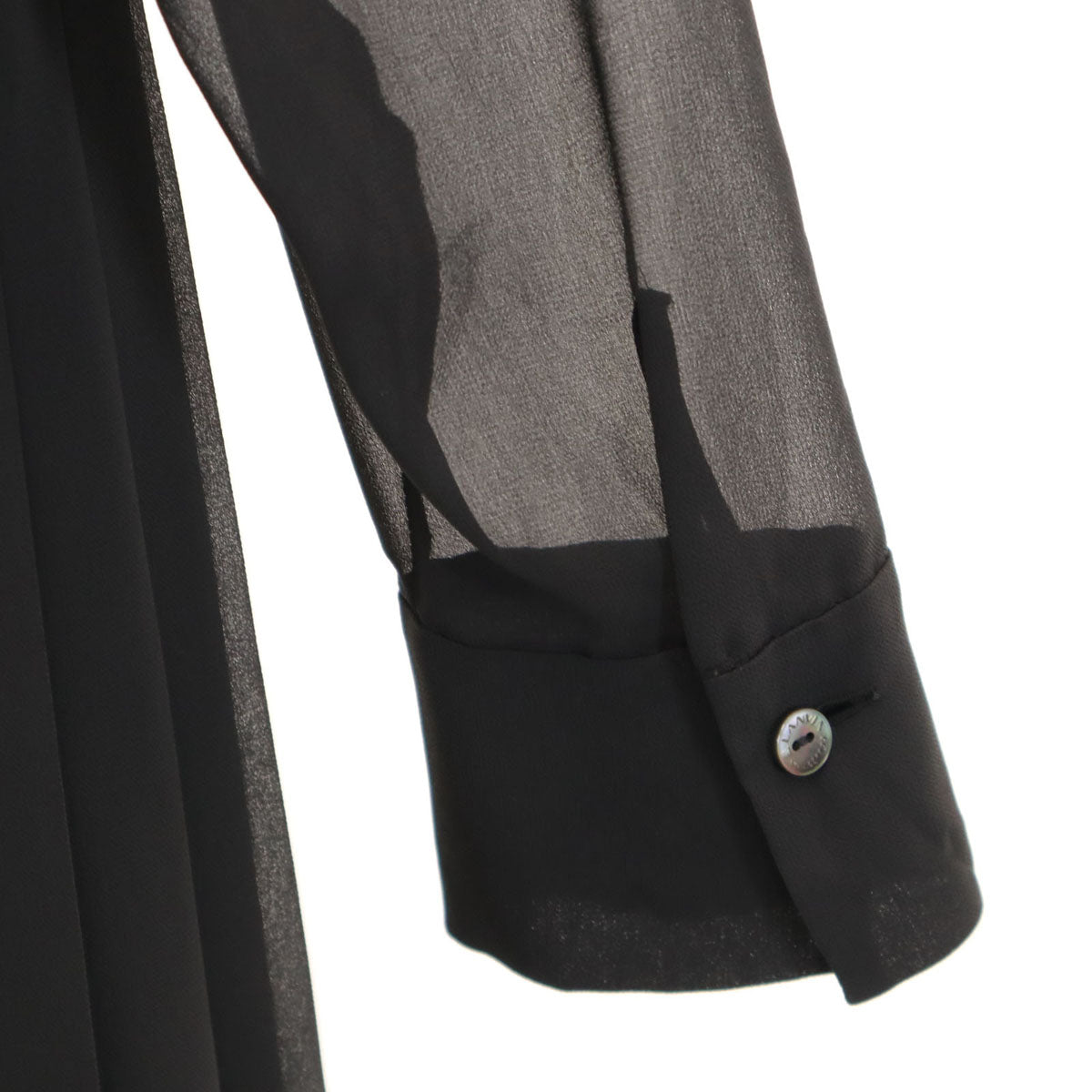 LANVIN LA COLLECTION ランバンコレクション 日本製 長袖 シアー ワンピース 38 ブラック レディース