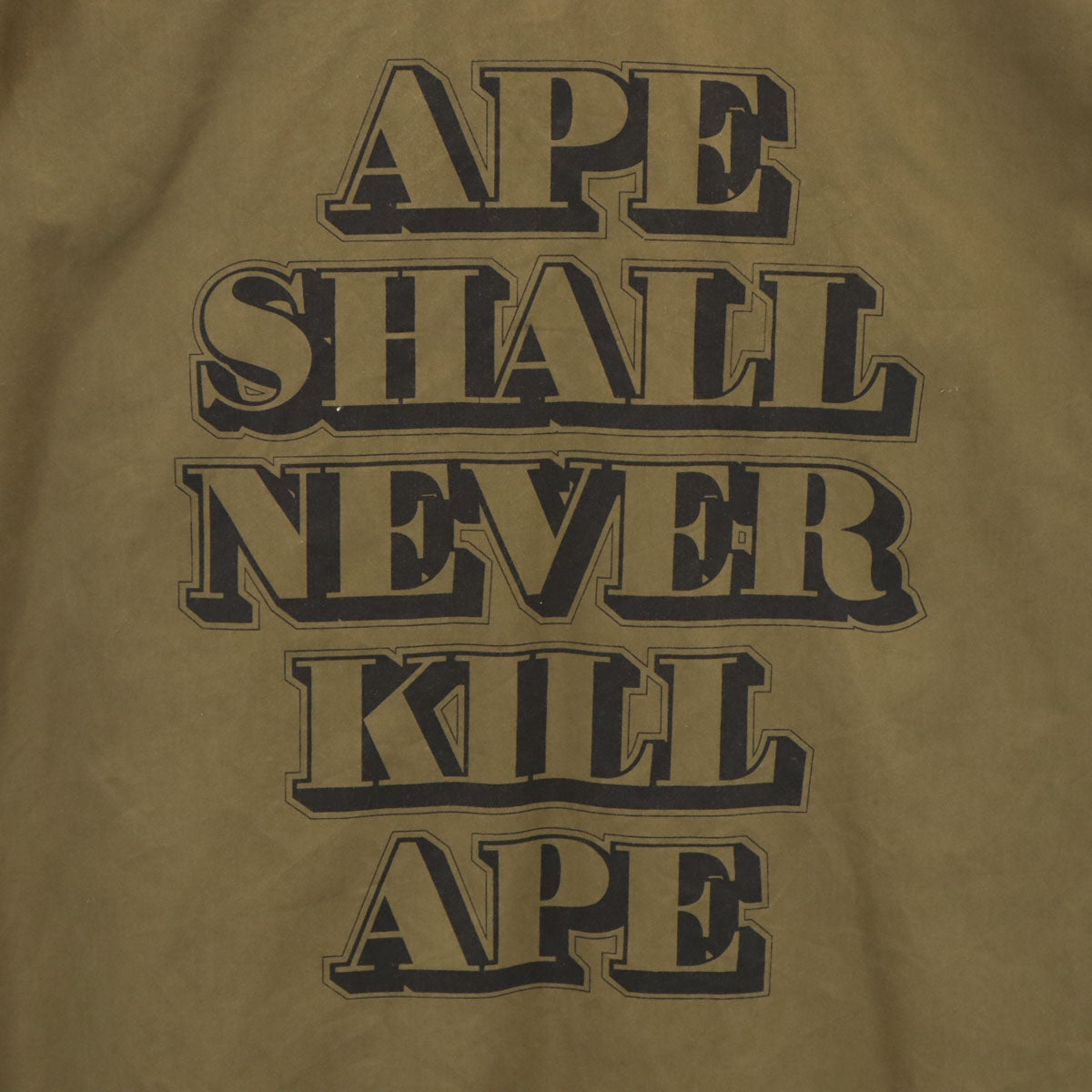 A BATHING APE アベイシングエイプ バックプリント 長袖 ミリタリーシャツ L オリーブ系 メンズ