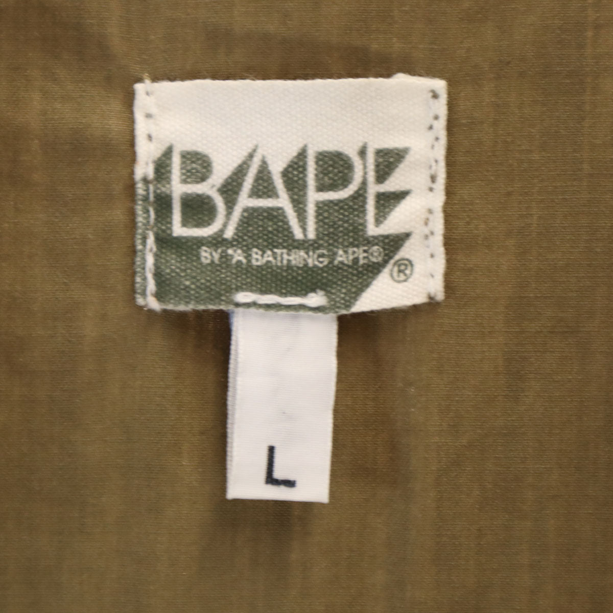 A BATHING APE アベイシングエイプ バックプリント 長袖 ミリタリーシャツ L オリーブ系 メンズ