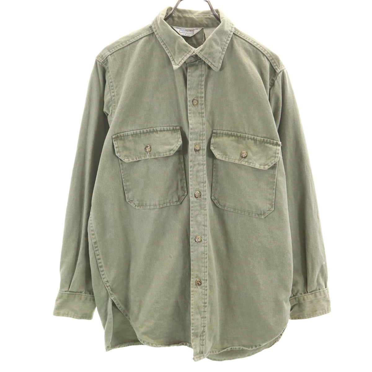 FIVE BROTHER ファイブブラザー 70s 80s USA製 ヴィンテージ 長袖 デニムシャツ L カーキ メンズ