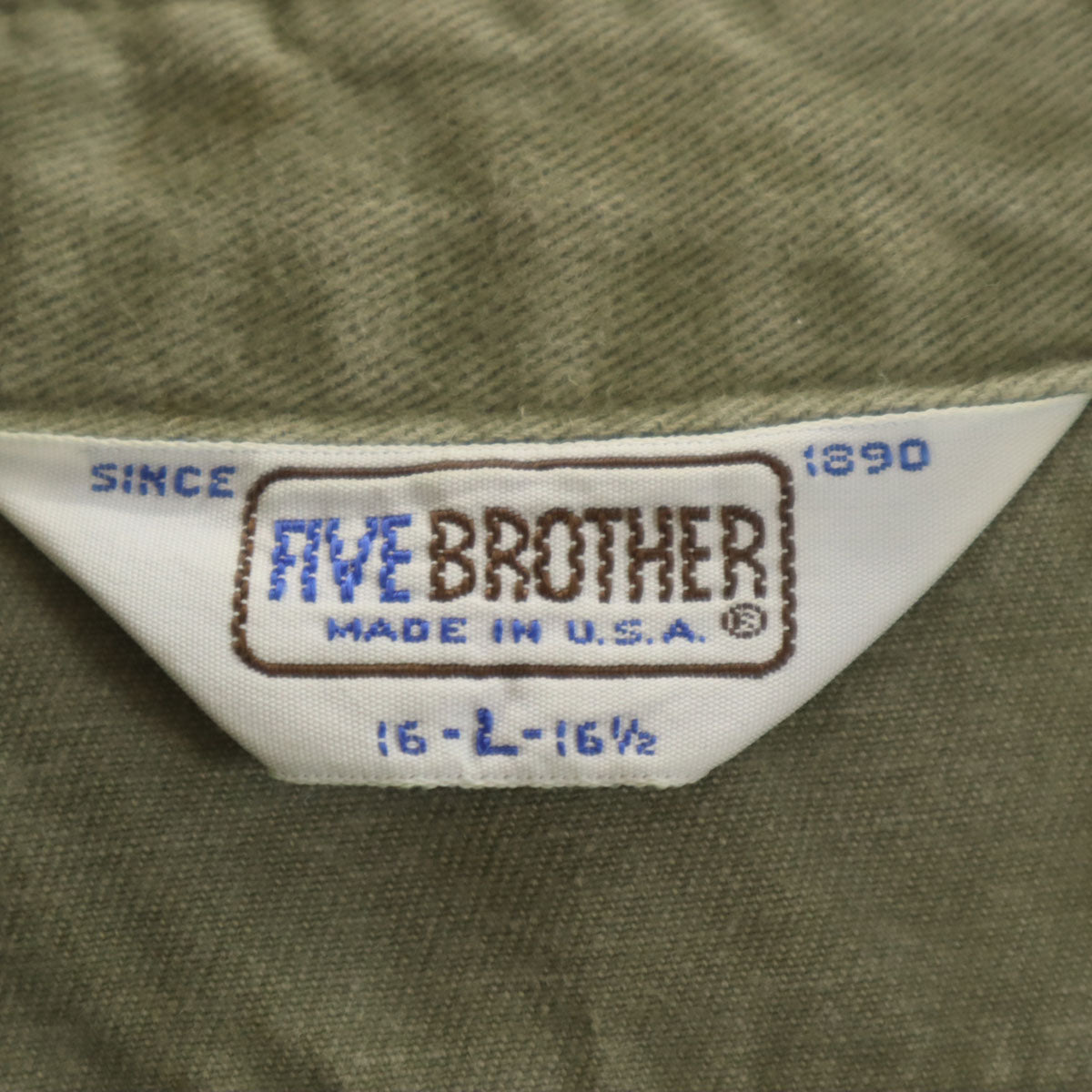 FIVE BROTHER ファイブブラザー 70s 80s USA製 ヴィンテージ 長袖 デニムシャツ L カーキ メンズ