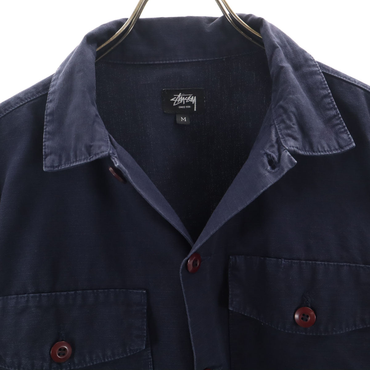 STUSSY ステューシー USA製 長袖 ワークシャツ M ネイビー メンズ