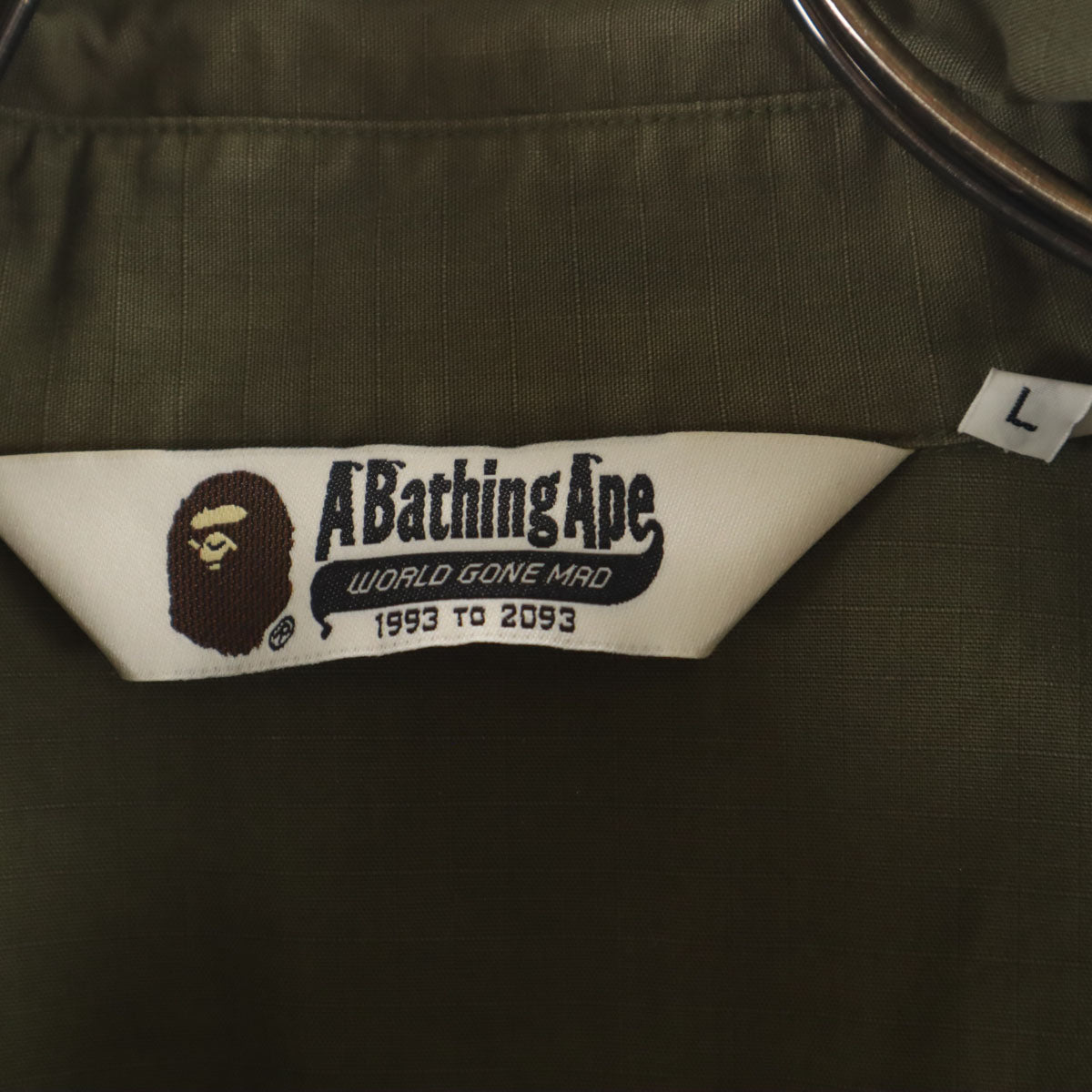 A BATHING APE アベイシングエイプ 日本製 長袖 ミリタリーシャツ L カーキ メンズ