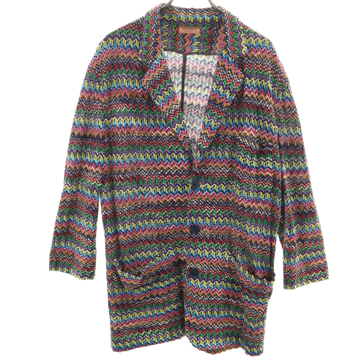 Missoni ミッソーニ 総柄 長袖 ラペル ニットカーディガン 50 マルチ アンコン メンズ
