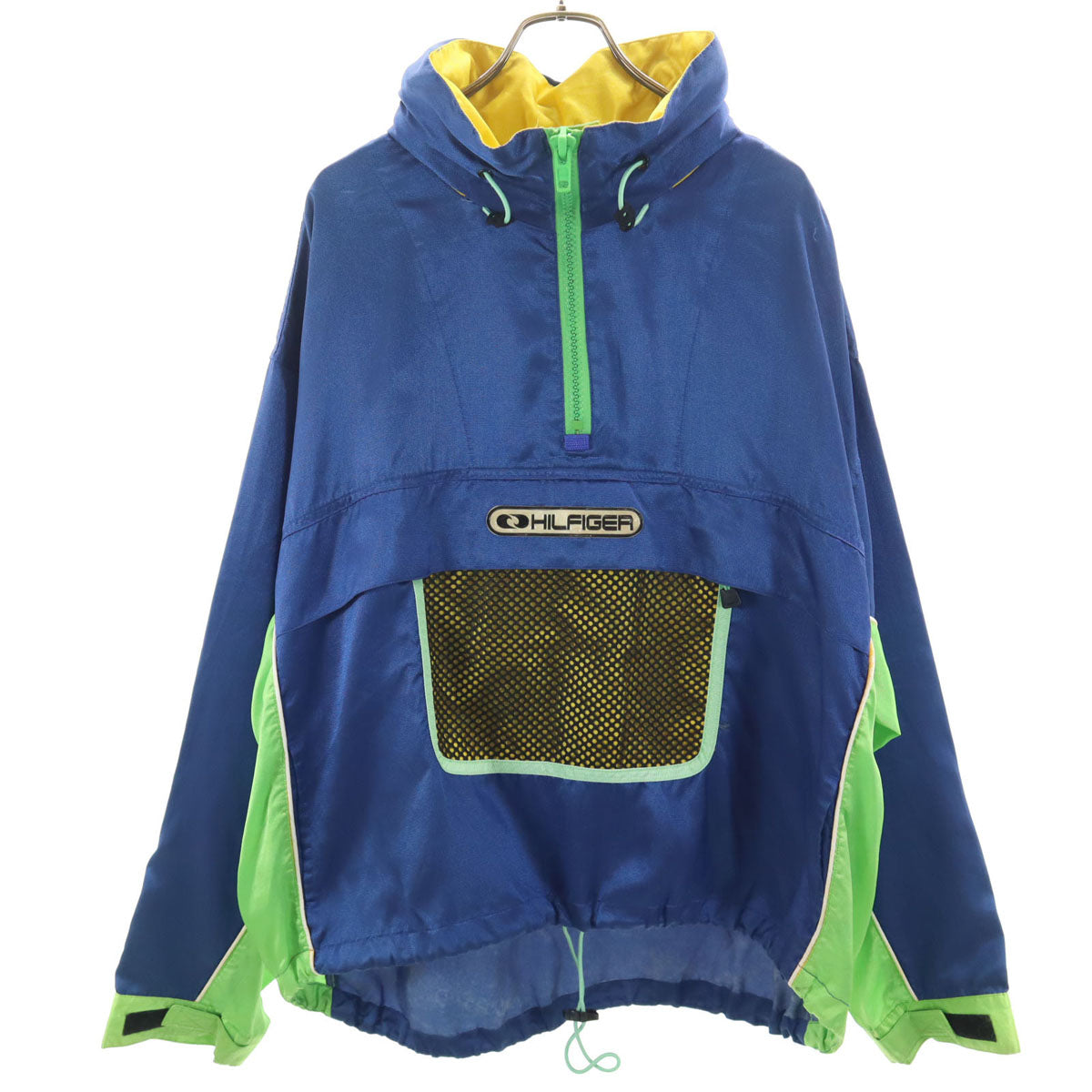 TOMMY HILFIGER トミーヒルフィガー 90s オールド フラッグタグ アノラック ナイロンジャケット XL 青紺系 プルオーバー ポケッタブル メンズ