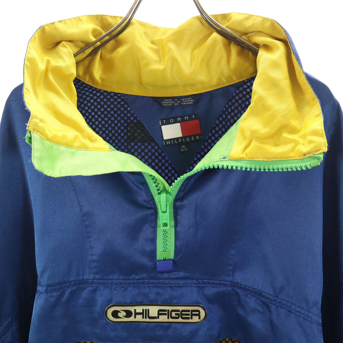TOMMY HILFIGER トミーヒルフィガー 90s オールド フラッグタグ アノラック ナイロンジャケット XL 青紺系 プルオーバー ポケッタブル メンズ