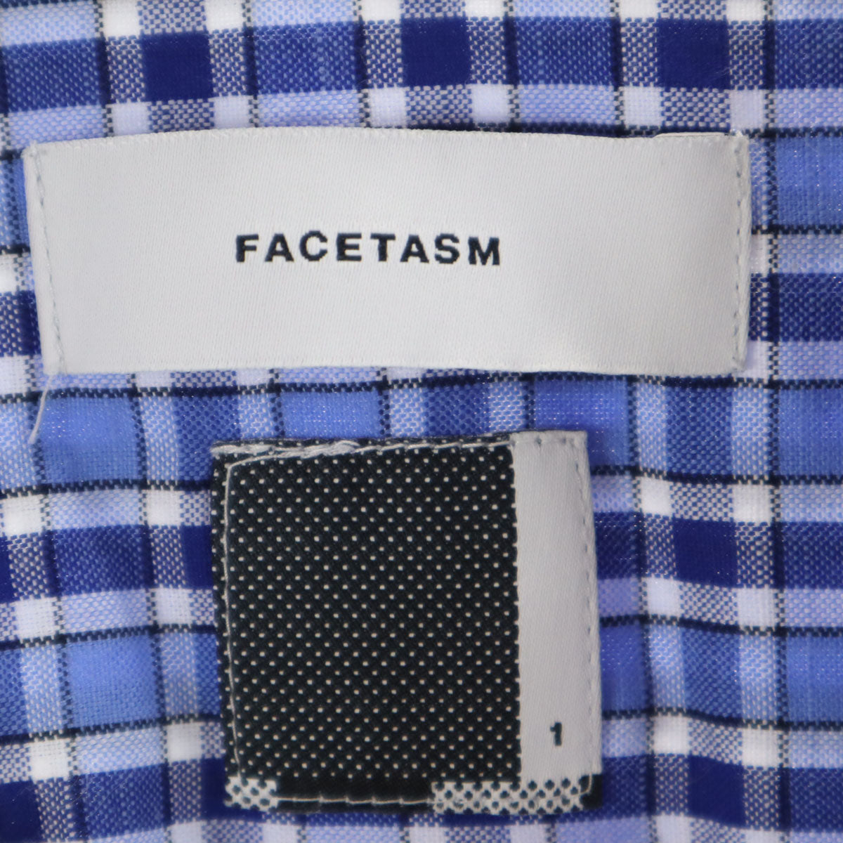 FACETASM ファセッタズム 日本製 チェック柄 長袖 CROSS シャツ 1 ブルー系 ギミック メンズ