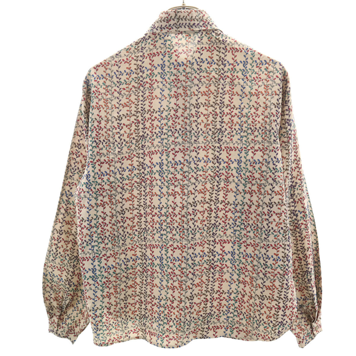 Jones New York ジョーンズニューヨーク 70s 80s ヴィンテージ 総柄 長袖 シャツ M ベージュ レディース