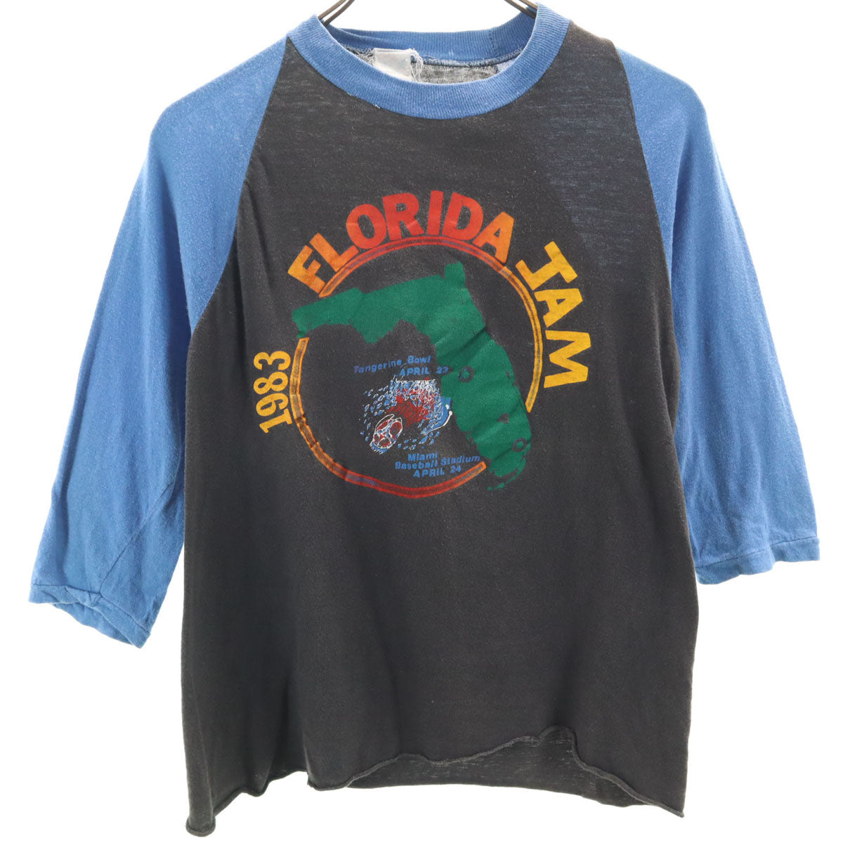 SPORT-ONE スポーツワン 80s ヴィンテージ パキ綿 FLORIDA JAM 5分袖 Tシャツ チャコール メンズ