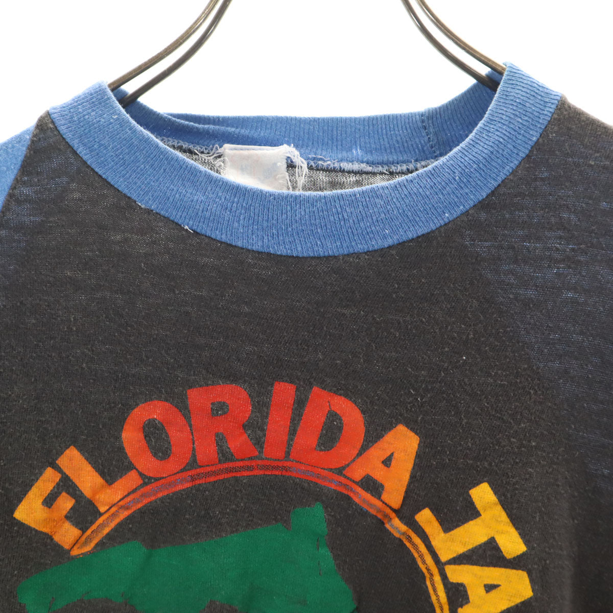 SPORT-ONE スポーツワン 80s ヴィンテージ パキ綿 FLORIDA JAM 5分袖 Tシャツ チャコール メンズ