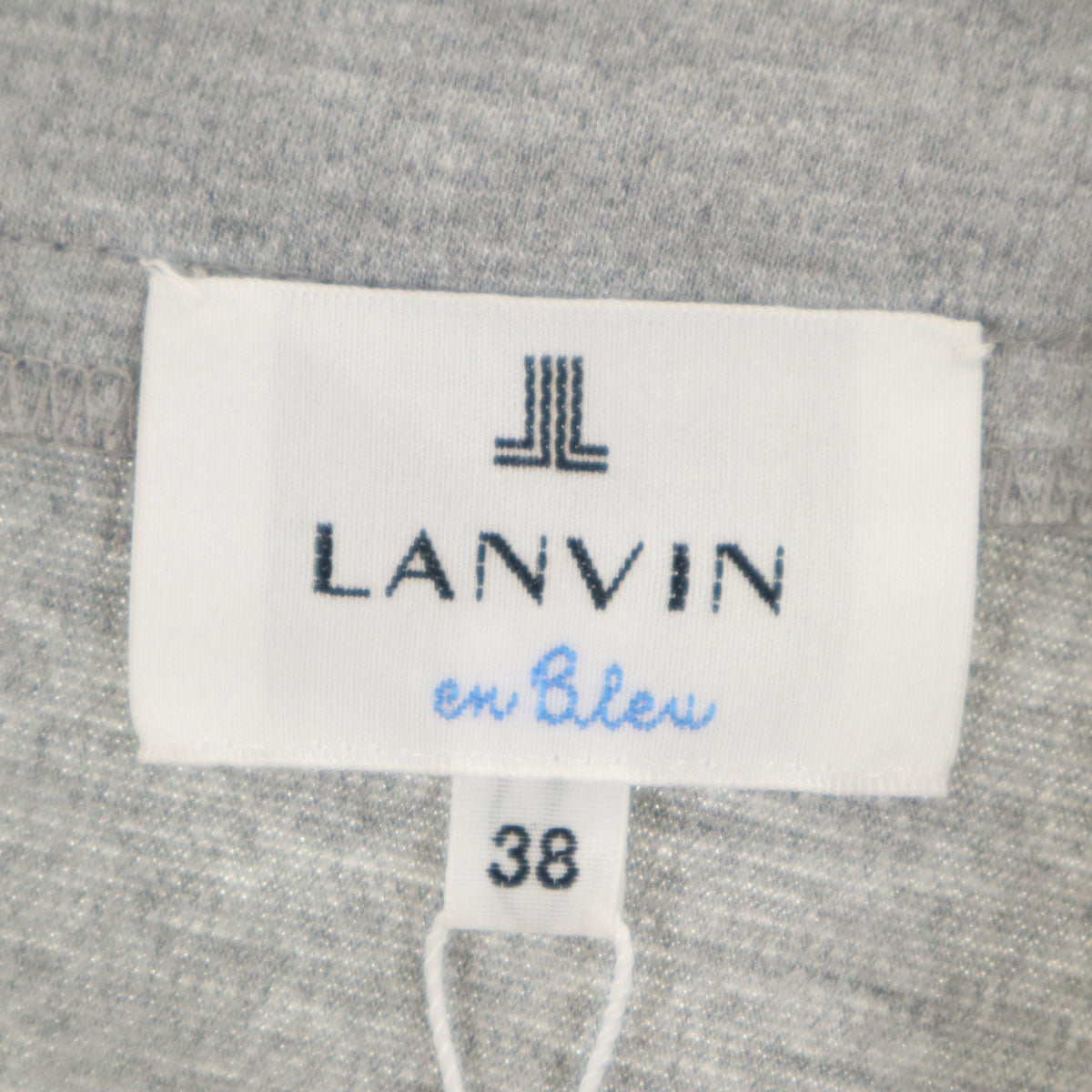 未使用 LANVIN en Bleu ランバンオンブルー 日本製 7分袖 ワンピース 38 グレー レディース