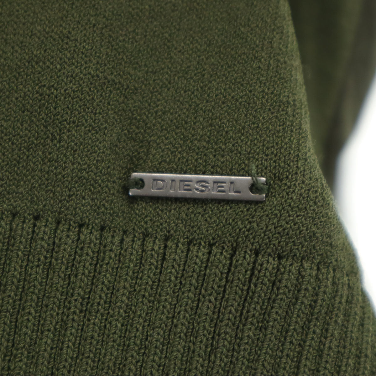 DIESEL ディーゼル 長袖 Vネック レイヤード ニット M カーキ レディース