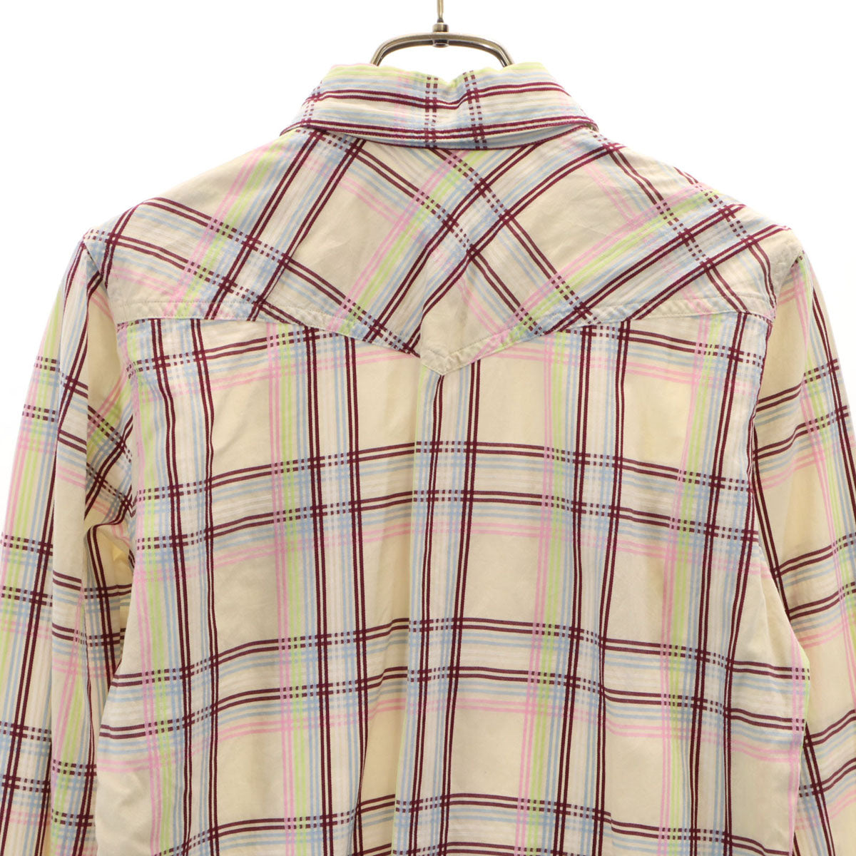 BURBERRY LONDON BLUE LABEL バーバリー ロンドン ブルーレーベル 日本製 チェック柄 長袖 ウエスタンシャツ 38 ベージュ 三陽商会 レディース