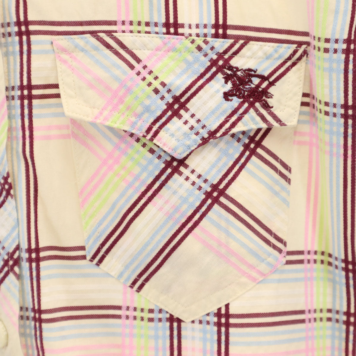 BURBERRY LONDON BLUE LABEL バーバリー ロンドン ブルーレーベル 日本製 チェック柄 長袖 ウエスタンシャツ 38 ベージュ 三陽商会 レディース