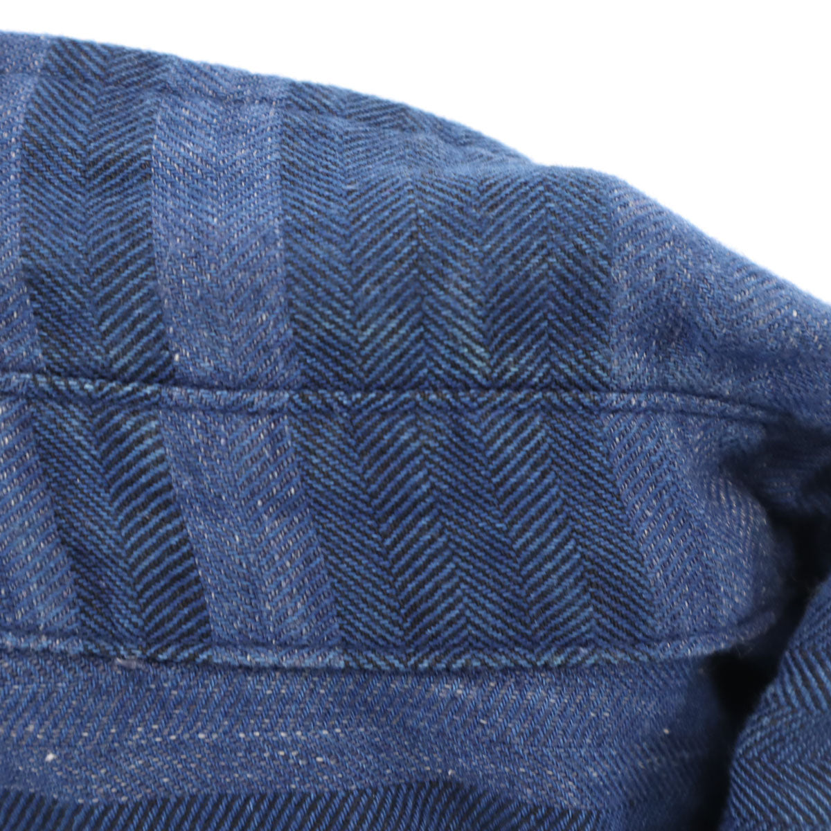 MOMOTARO JEANS 桃太郎ジーンズ リネンブレンド ボーダー柄 長袖 ワークシャツ 40 ネイビー メンズ