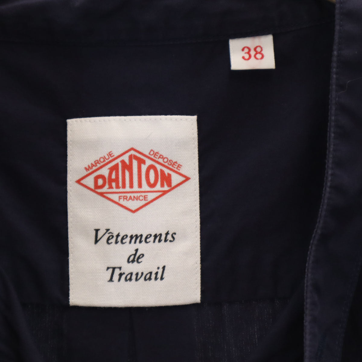 Danton ダントン 日本製 長袖 バンドカラーシャツ 38 ネイビー メンズ