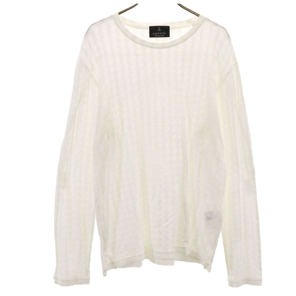 LANVIN LA COLLECTION ランバンコレクション 日本製 総柄 長袖 Tシャツ 48 ホワイト ロンT メンズ