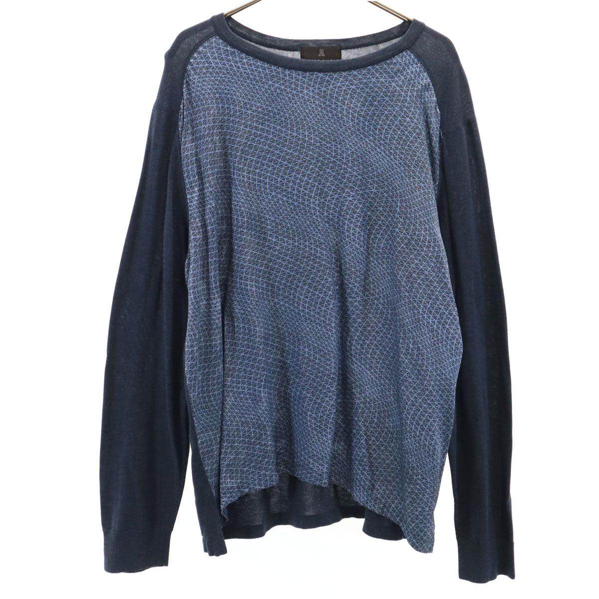 LANVIN LA COLLECTION ランバンコレクション 日本製 長袖 シルク切替 カットソー LB ネイビー レディース