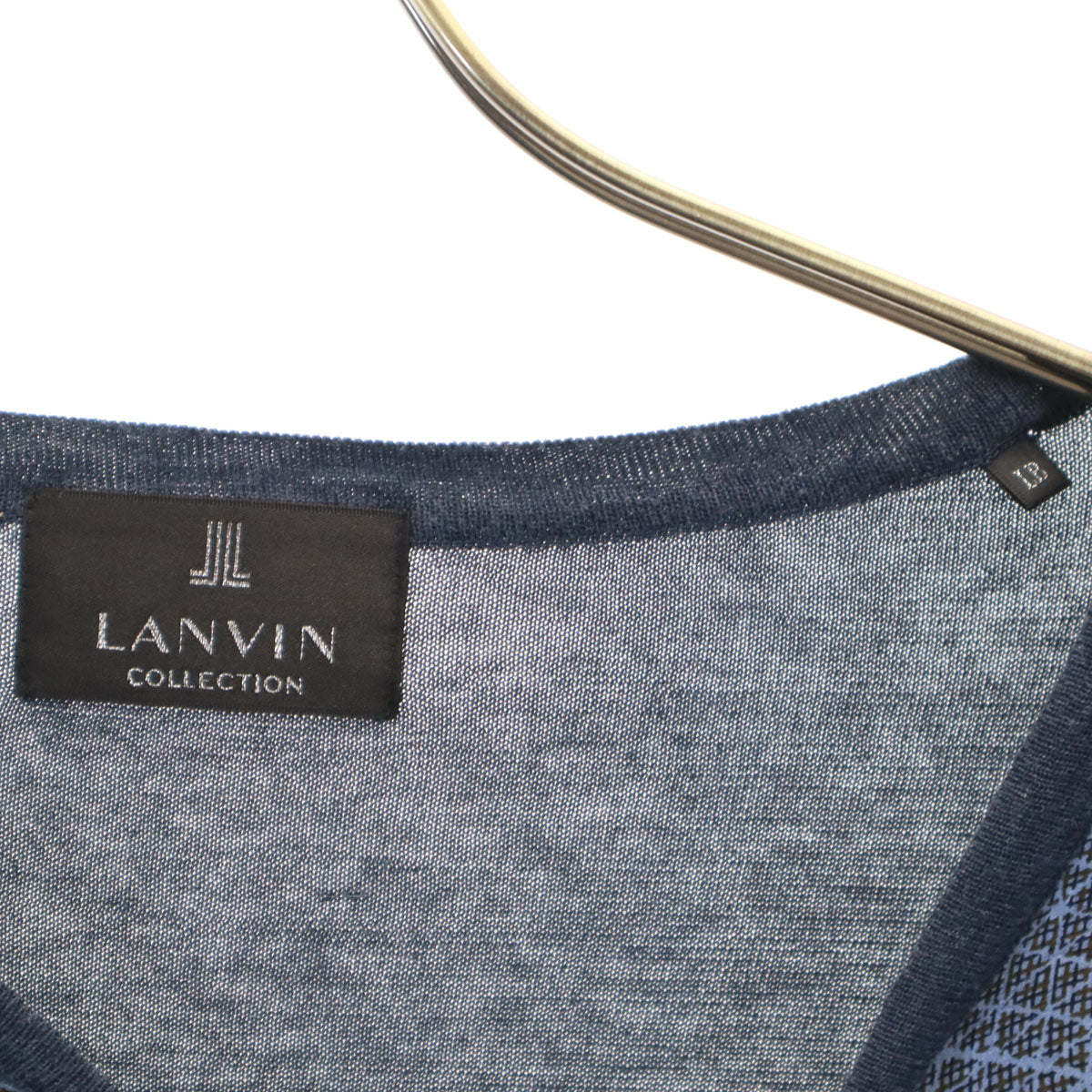 LANVIN LA COLLECTION ランバンコレクション 日本製 長袖 シルク切替 カットソー LB ネイビー レディース