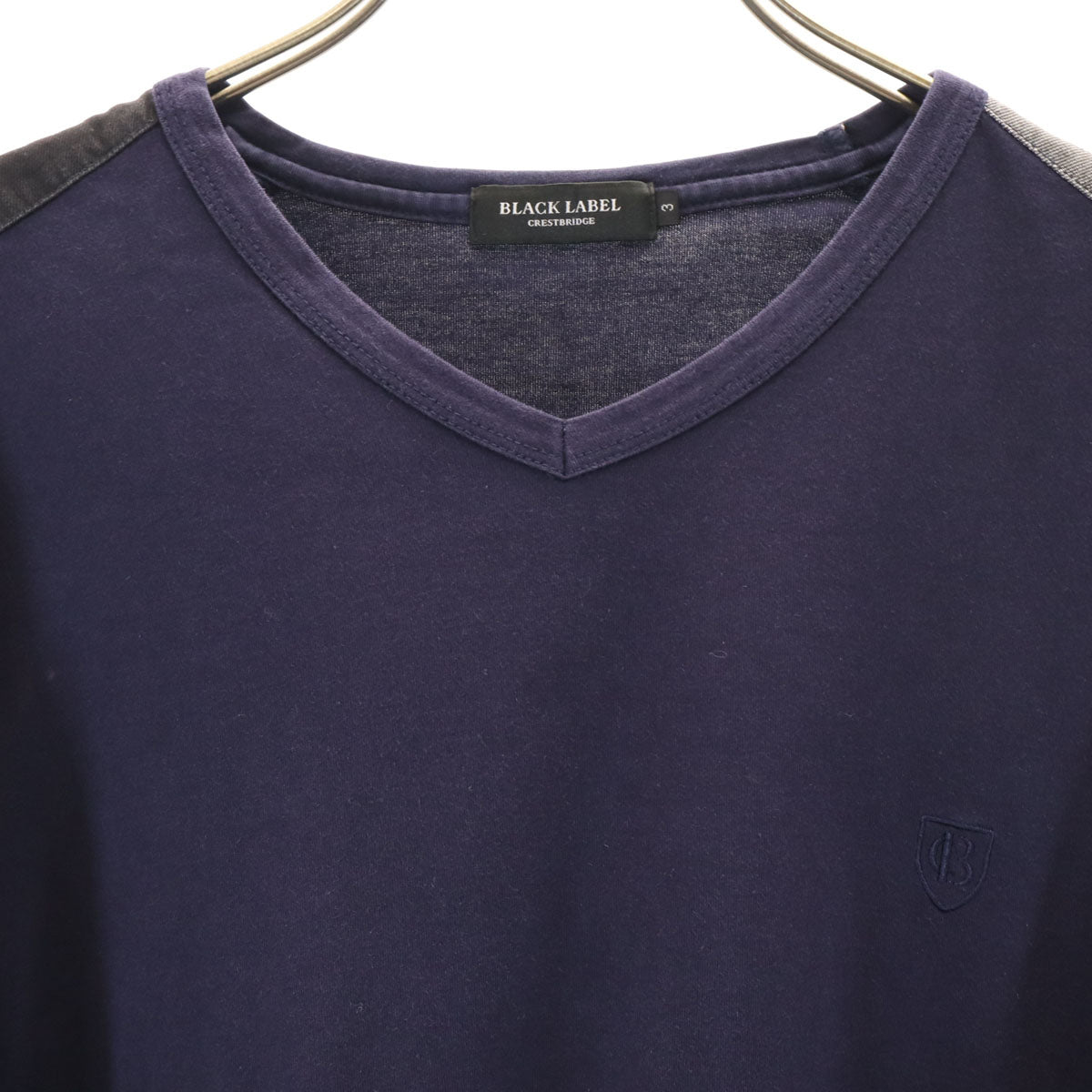 BLACK LABEL CRESTBRIDGE ブラックレーベルクレストブリッジ 日本製 長袖 Vネック Tシャツ 3 ネイビー ロンT メンズ