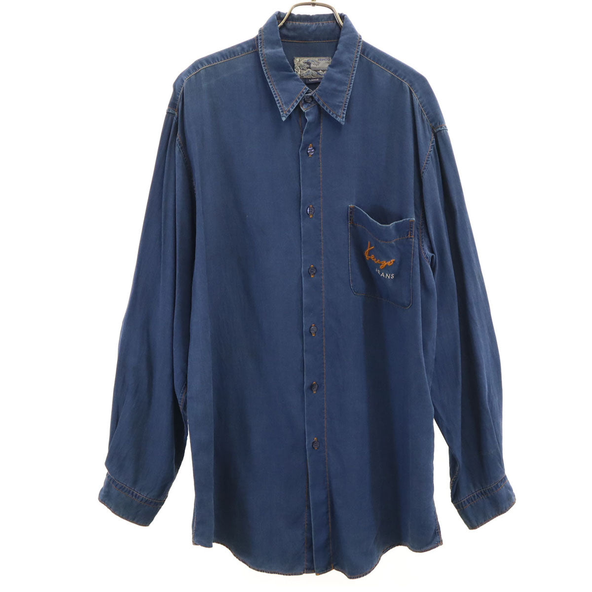 KENZO JEANS ケンゾージーンズ 90s 日本製 オールド 長袖 シャンブレーシャツ L ブルー メンズ