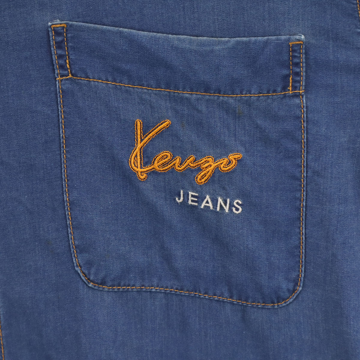 KENZO JEANS ケンゾージーンズ 90s 日本製 オールド 長袖 シャンブレーシャツ L ブルー メンズ