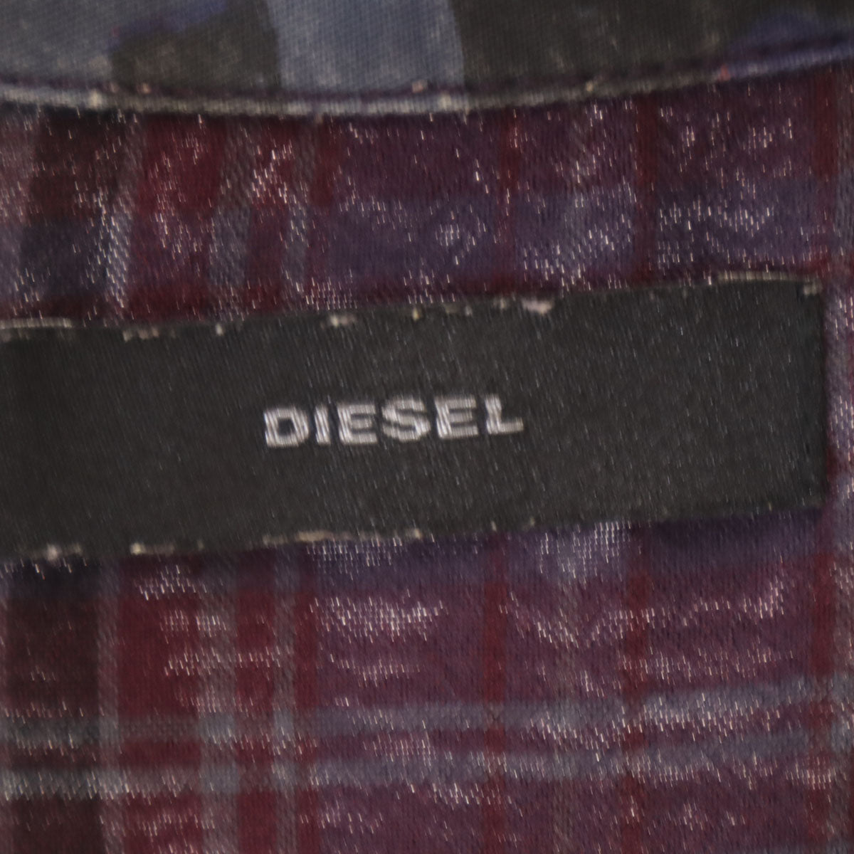 DIESEL ディーゼル チェック柄 長袖 ウエスタンヨーク シャツワンピース S ワインレッド レディース