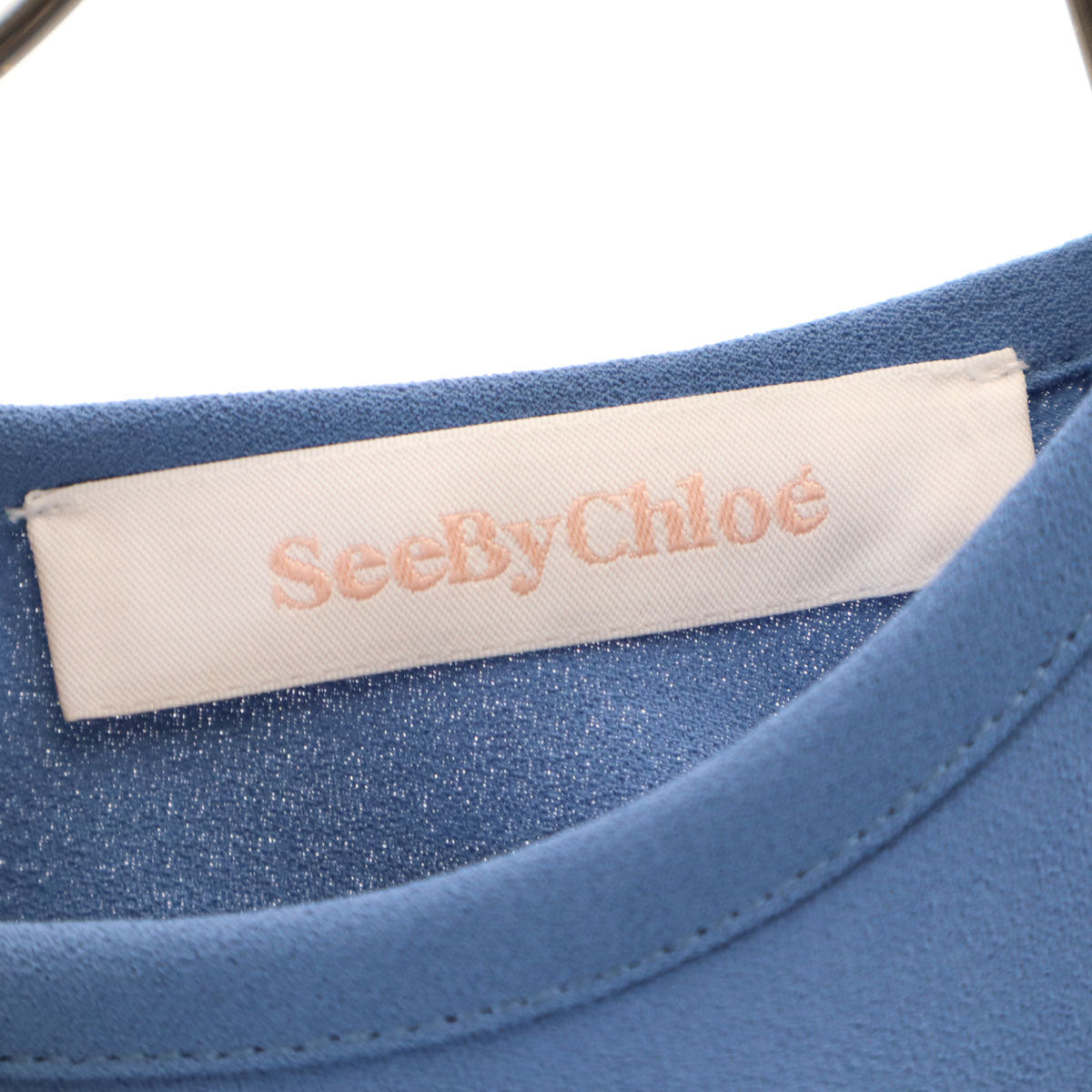 美品 SEE BY CHLOE シーバイクロエ ポルトガル製 5分袖 ワンピース 34 ブルー系 レディース