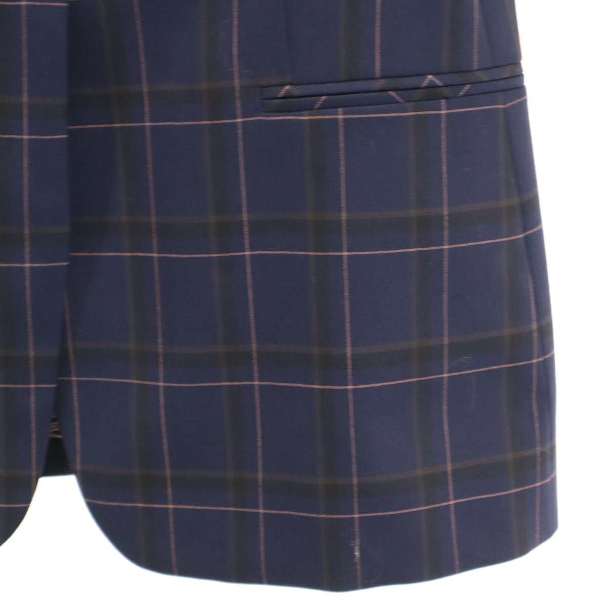 美品 Paul Smith ポールスミス 日本製 チェック柄 テーラードジャケット 42 ネイビー レディース