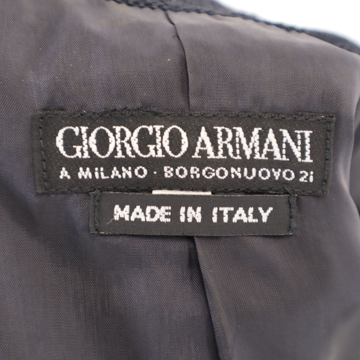 GIORGIO ARMANI ジョルジオアルマーニ 90s イタリア製 オールド 花柄 ジャガード ノーカラージャケット 38 ネイビー レディース