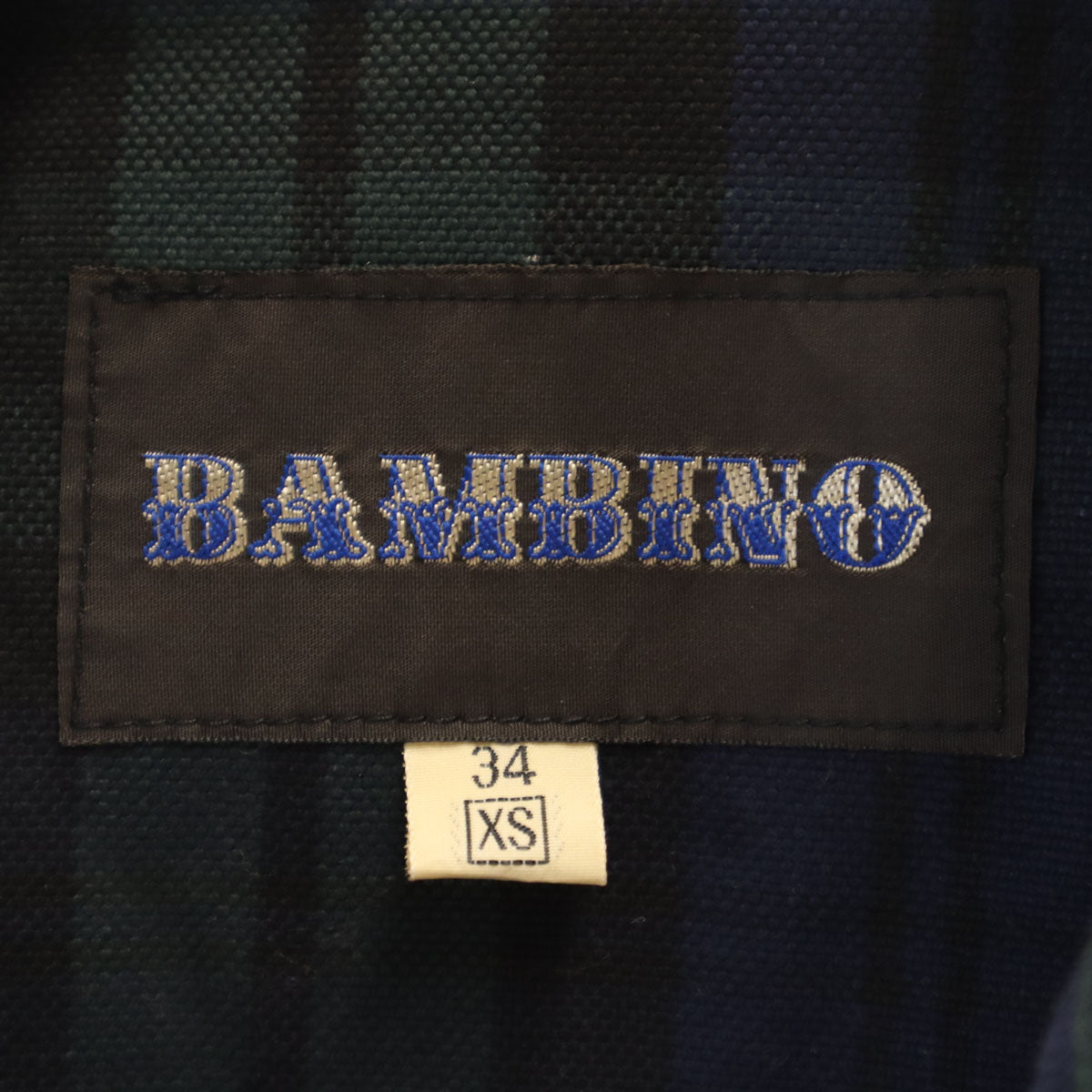 BAMBINO バンビーノ 日本製 ブラックウォッチ チェック柄 ダブルライダースジャケット 34 ネイビー メンズ