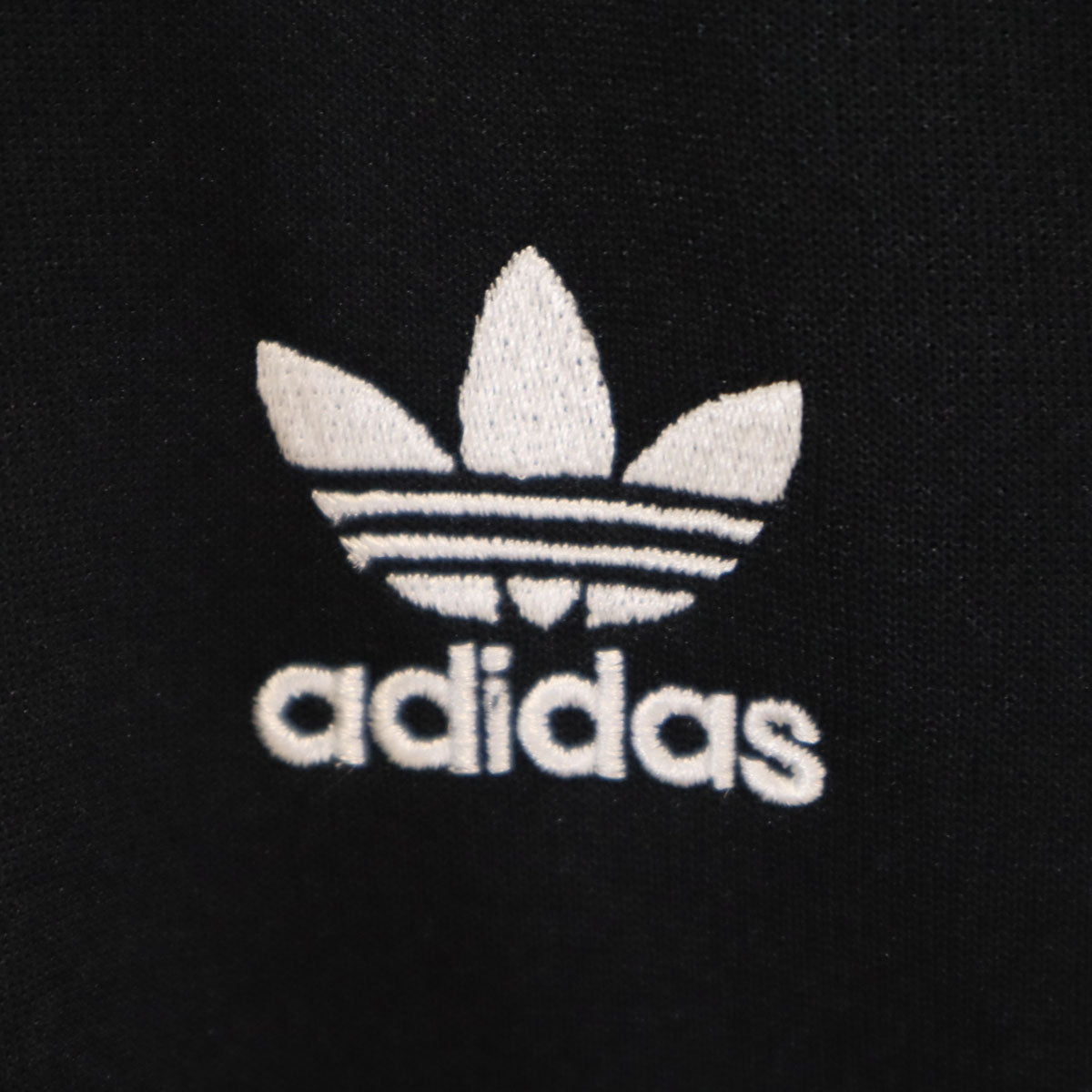 美品 adidas アディダス トレフォイルロゴ刺繍 トラックジャケット O ブラック ジャージ 3ライン メンズ